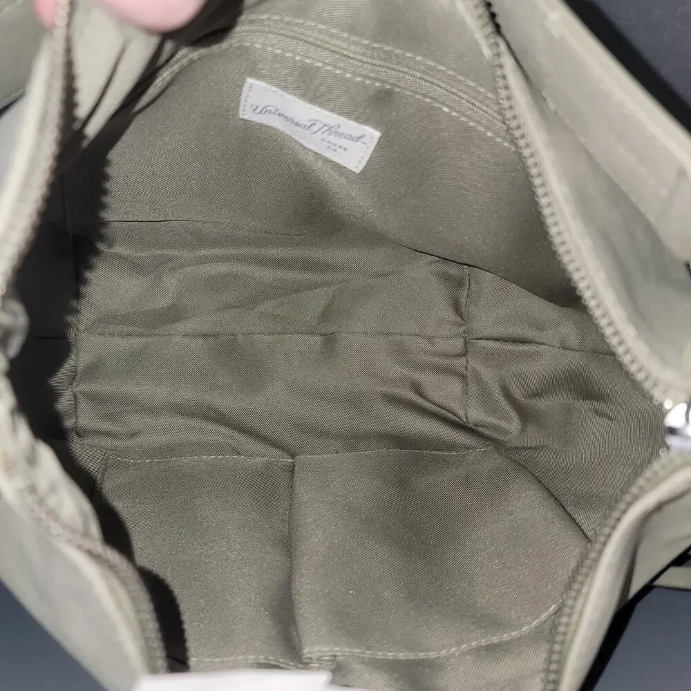 Zip Closure Pleated Hobo Handbag Universal Thread Green Shoulder Strap